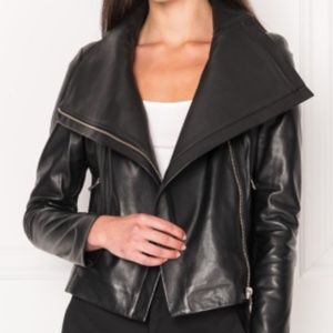LAMARQUE Talia funnel neck leather moto jacket